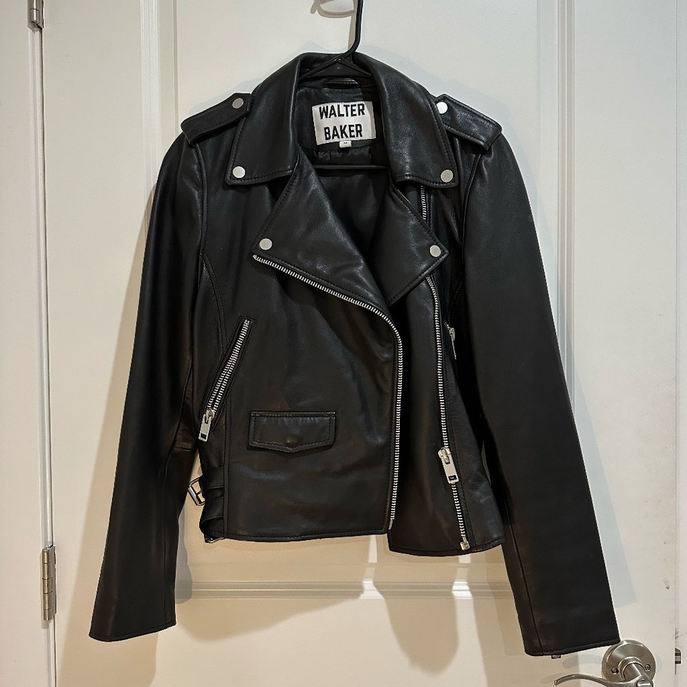 NWOT Walter Baker Liz Leather Crop Moto Jacket